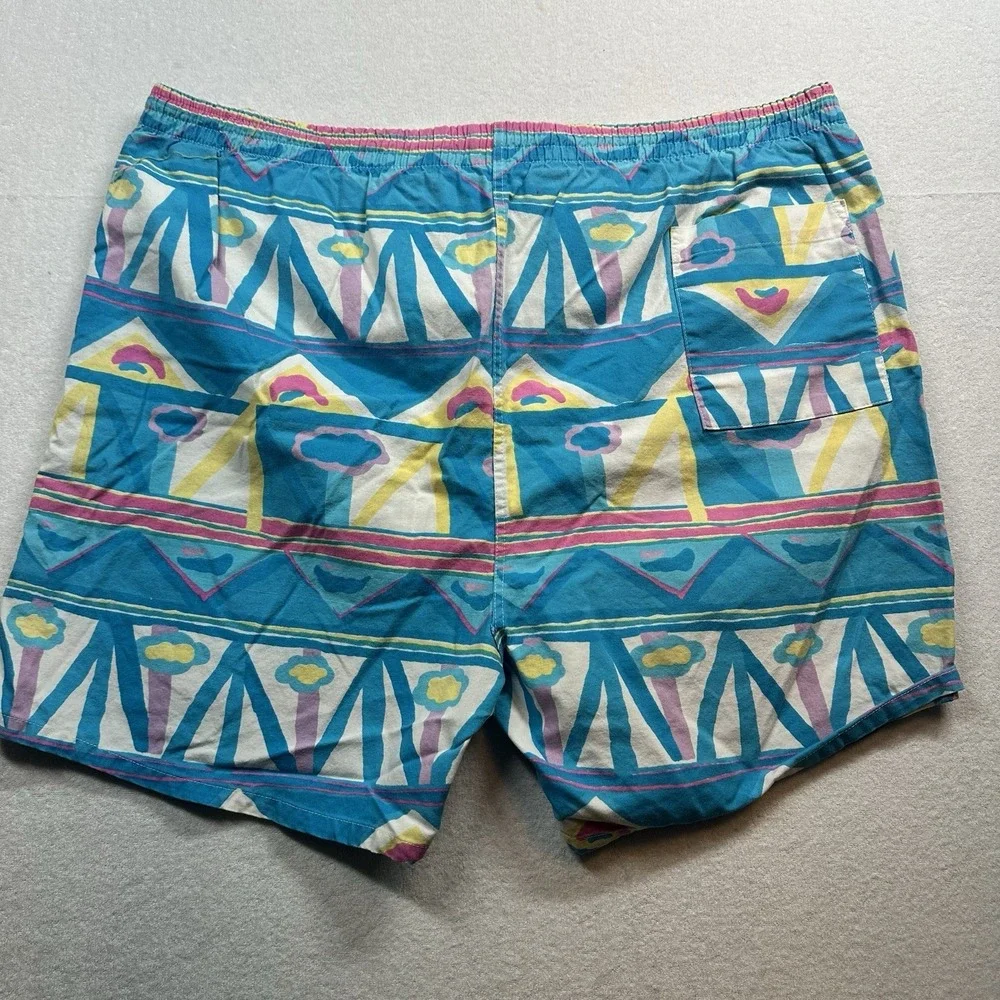 Beach Scene  Shorts Men's XL Geometric Light Blue  Cotton‎